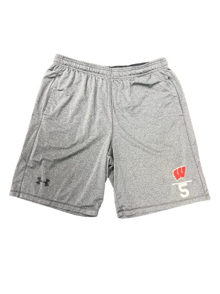 Tyler Wahl Wisconsin Basketball Player Exclusive Workout Shorts with 
