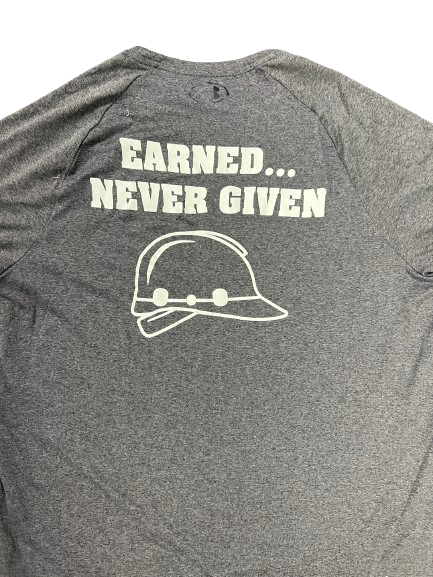 Tyler Wahl Wisconsin Basketball Player Exclusive "EARNED NEVER GIVEN HARD HAT" Workout Shirt (Size XL)