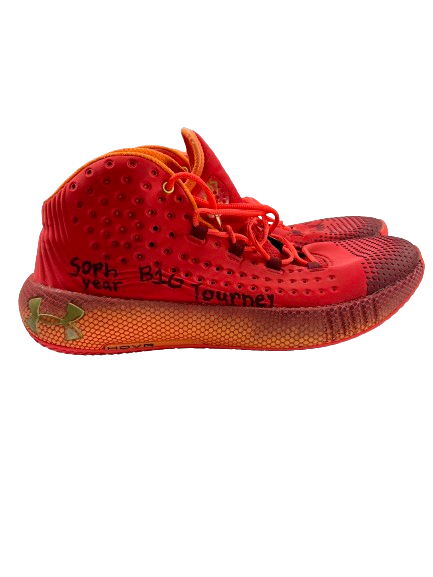Tyler Wahl Wisconsin Basketball SIGNED & INSCRIBED 2021 Sophomore Year B1G Tourney Game Worn Shoes (Size 14)