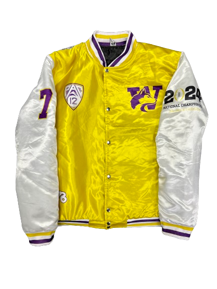 Dillon Johnson Washington Football CUSTOM "2024 NATIONAL CHAMPIONSHIP" Bomber Jacket (Size L)