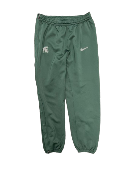 Malik Hall Michigan State Basketball Player Exclusive Pre-Game Warm-Up Snap-Off Sweatpants (Size XL)