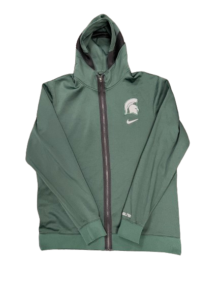 Malik Hall Michigan State Basketball Player Exclusive Pre-Game Warm-Up Jacket (Size XLT)