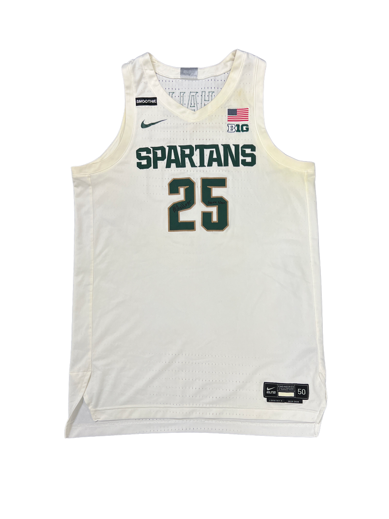 Malik Hall Michigan State Basketball SIGNED + INSCRIBED 2019-2020 GAME WORN Jersey (Size 50)