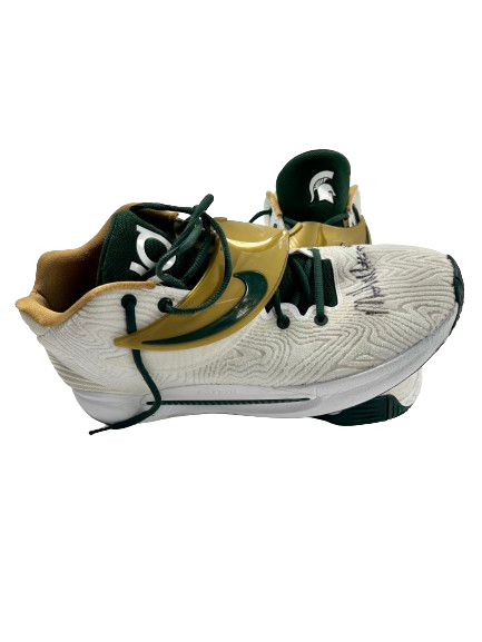 Malik Hall Michigan State Basketball Player Exclusive "KD 14" SIGNED & INSCRIBED 2022-2023 Game Worn Shoes (Size 14)