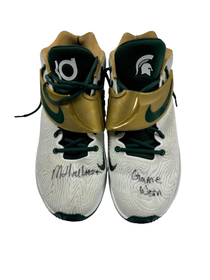 Malik Hall Michigan State Basketball Player Exclusive "KD 14" SIGNED & INSCRIBED 2022-2023 Game Worn Shoes (Size 14)