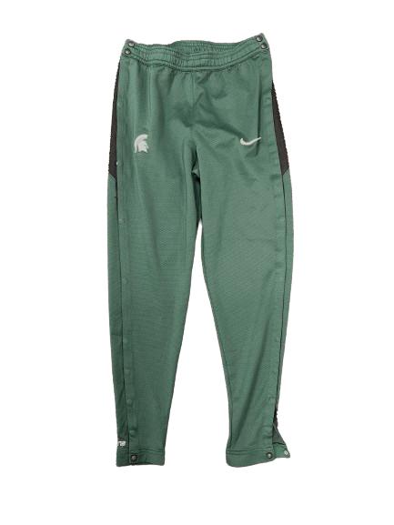 Malik Hall Michigan State Basketball Player Exclusive Pre-Game Warm-Up Snap-Off Sweatpants (Size LT)