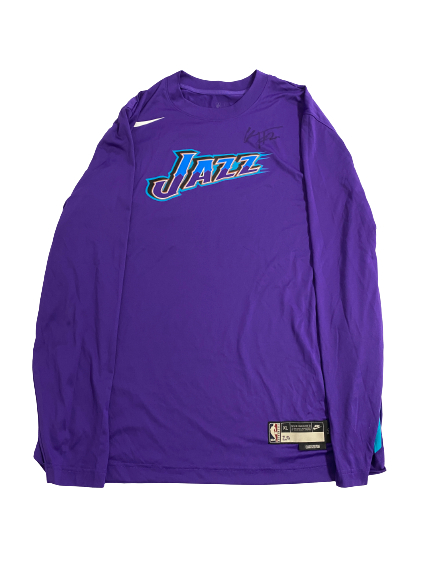Udoka Azubuike Utah Jazz Basketball Player-Exclusive Signed Pre-Game Warm-Up Long Sleeve Shooting Shirt (Size XLT)