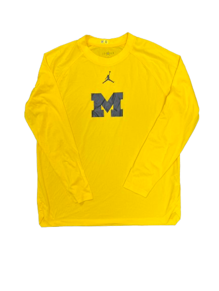 Dug McDaniel Michigan Basketball Player Exclusive Pre-Game Warm-Up Long Sleeve Shooting Shirt with 