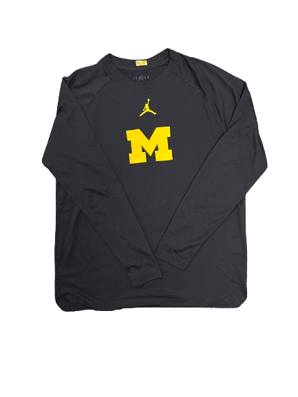 Dug McDaniel Michigan Basketball Player Exclusive *RARE BLACK* Pre-Game Warm-Up Long Sleeve Shooting Shirt with 