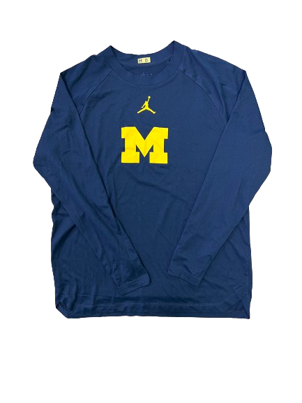 Dug McDaniel Michigan Basketball Player Exclusive Pre-Game Warm-Up Long Sleeve Shooting Shirt with 