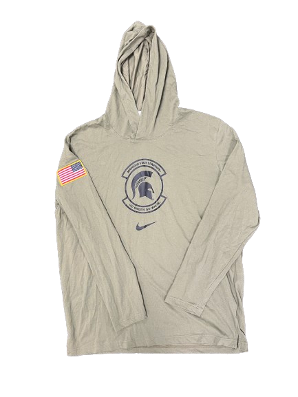 Malik Hall Michigan State Basketball Team Exclusive Performance Hoodie with American Flag (Size XL)