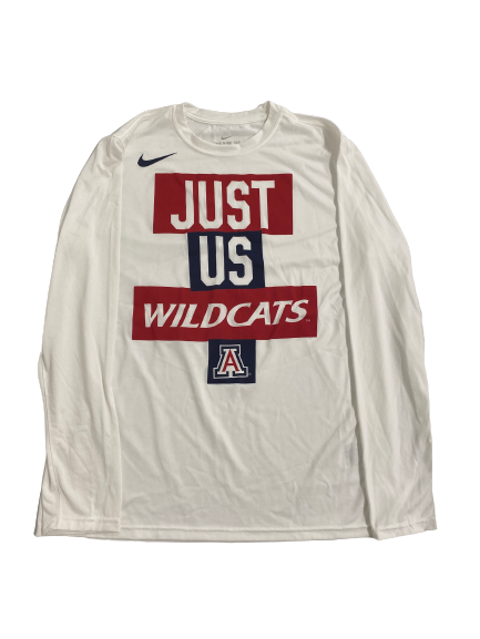 Jordan Mains Arizona Basketball Team-Issued "JUST US WILDCATS" Long Sleeve Shirt (Size L)