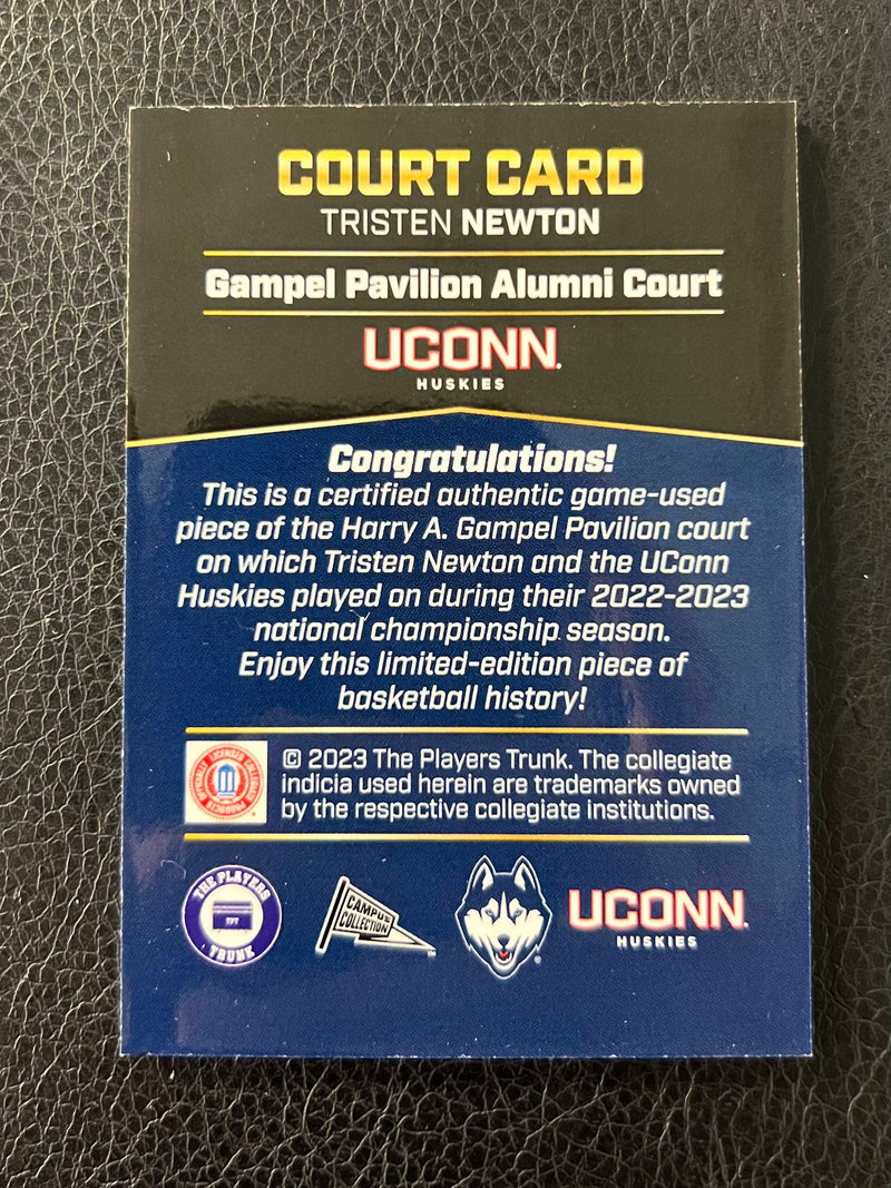UCONN BASKETBALL GAME-USED COURT CARD - TRISTEN NEWTON