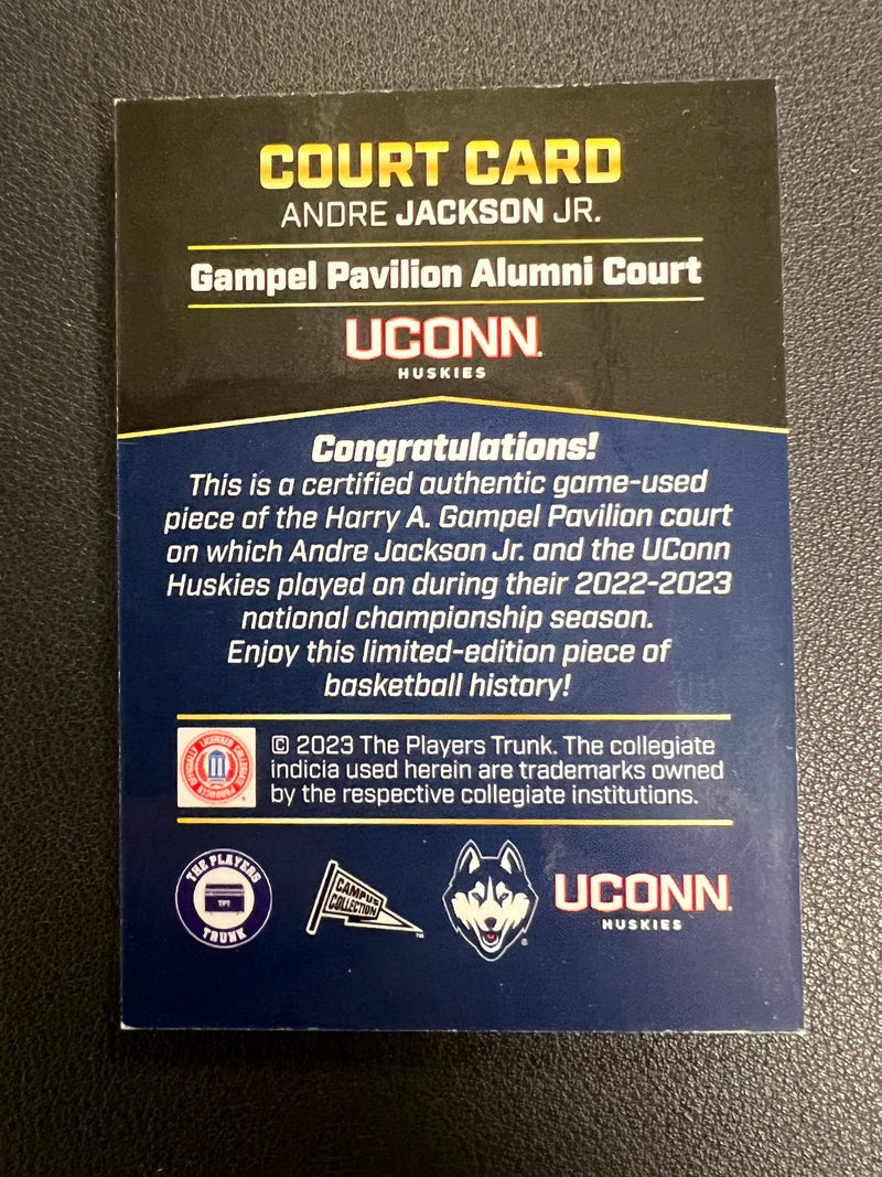 UCONN BASKETBALL GAME-USED COURT CARD - ANDRE JACKSON JR.