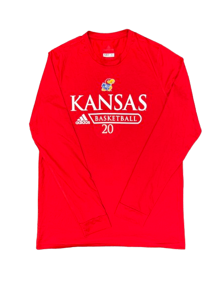 Michael Jankovich Kansas Basketball Player Exclusive Pre-Game Warm-Up Long Sleeve Shooting Shirt with 
