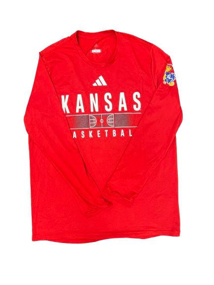 Michael Jankovich Kansas Basketball Player Exclusive Pre-Game Warm-Up Long Sleeve Shooting Shirt with 