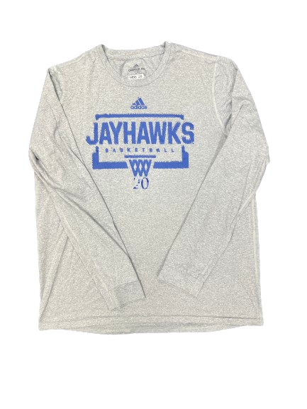 Michael Jankovich Kansas Basketball Player Exclusive Pre-Game Warm-Up Long Sleeve Shooting Shirt with 