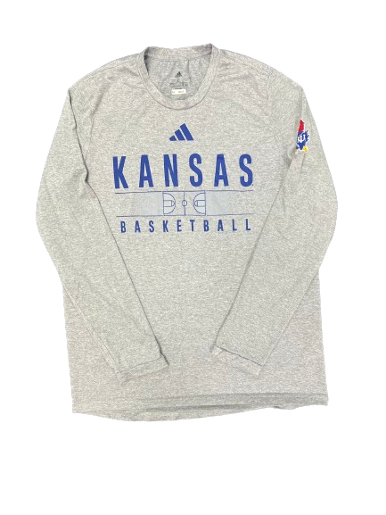 Michael Jankovich Kansas Basketball Player Exclusive Pre-Game Warm-Up Long Sleeve Shooting Shirt with 