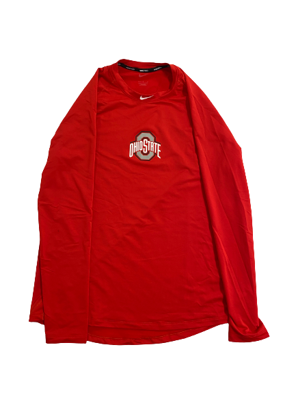 Marcus Ernst Ohio State Baseball Team-Issued Fitted Long Sleeve Shirt (Size L)