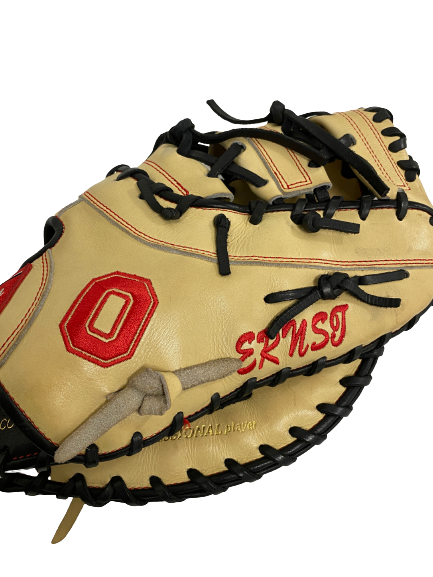 Marcus Ernst Ohio State Baseball Player-Exclusive Rawlings PROAR44-21 First Baseman’s Glove with EMBROIDERED “O” (Size 12 3/4 in.)