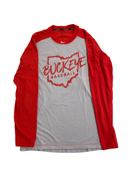 Marcus Ernst Ohio State Baseball Player-Exclusive BUCKEYE BASEBALL Long Sleeve Shirt With 
