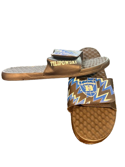 Kyle Filipowski Duke Basketball Player Exclsuive "THE BROTHERHOOD" Slides WITH LAST NAME (Size 16/17)