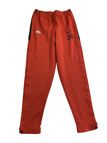 Kaleb Wesson Ohio State Basketball Player-Exclusive Pre-Game Warm-Up Snap-Off Sweatpants With 