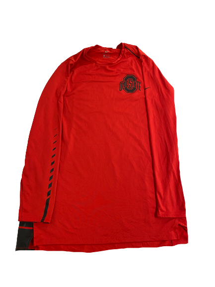 Kaleb Wesson Ohio State Basketball Player-Exclusive Pre-Game Warm-Up Long Sleeve Shooting Shirt (Size XXL)