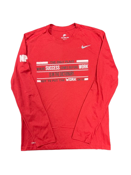 Oklahoma Football Player Exclusive "Team Motto: SUCCESS & WORK" Long Sleeve Shirt (Size M)