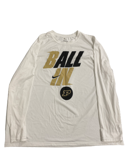 Trevion Williams Purdue Basketball Team-Issued "BALL IN" Pre-Game Warm-Up Long Sleeve Pre-Game Warm-Up Shirt (Size XXXL)
