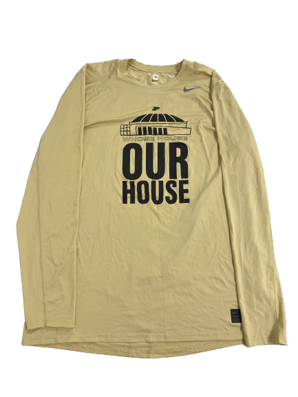 Trevion Williams Purdue Basketball Player-Exclusive "OUR HOUSE" Pre-Game Warm-Up Fitted Compression Long Sleeve Shirt (Size XXLT)