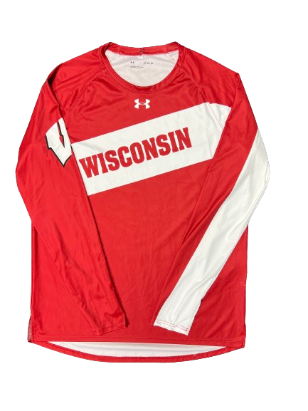 Ben Carlson Wisconsin Basketball Player Exclusive Pre-Game Warm-Up Long Sleeve Shooting Shirt (Size XL)