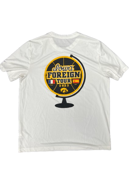 Patrick McCaffery Iowa Basketball Player Exclusive "2023 FOREIGN TOUR" T-Shirt (Size XL)