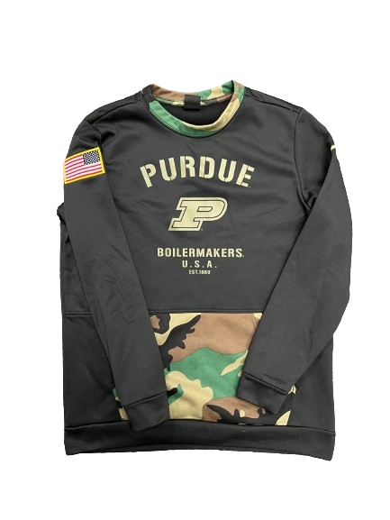 Ethan Morton Purdue Basketball Team Issued Premium Military Appreciation Crewneck Sweatshirt (Size L)