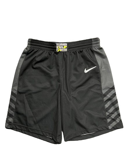 Ethan Morton Purdue Basketball Player Exclusive "HAMMER DOWN CANCER" Game Shorts (Size LT)