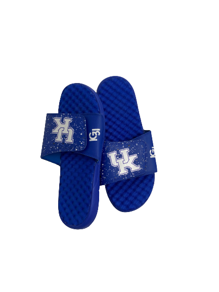 Kellan Grady Kentucky Basketball Player-Exclusive Slides With KG On Side (Size 14-15)
