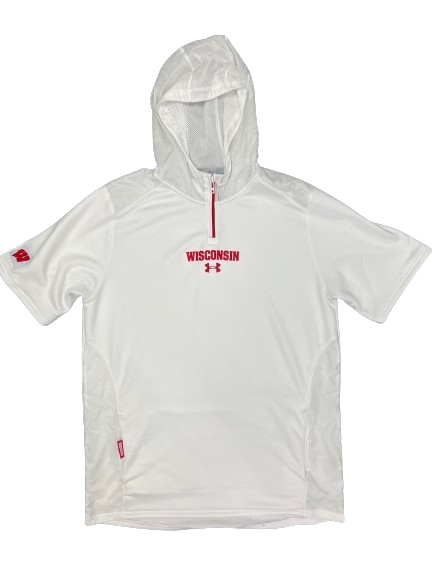 Tyler Wahl Wisconsin Basketball Team Issued Short Sleeve Hoodie (Size XLT)