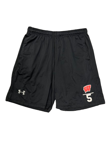Tyler Wahl Wisconsin Basketball Player Exclusive Workout Shorts with 