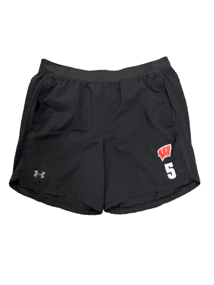 Tyler Wahl Wisconsin Basketball Player Exclusive Workout Shorts with 