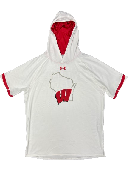Tyler Wahl Wisconsin Basketball Player Exclusive Pre-Game Warm Up Short Sleeve Hoodie WITH Team Facsimile Signatures (Size XL)