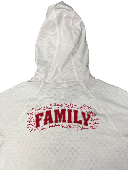 Tyler Wahl Wisconsin Basketball Player Exclusive Pre-Game Warm Up Short Sleeve Hoodie WITH Team Facsimile Signatures (Size XL)