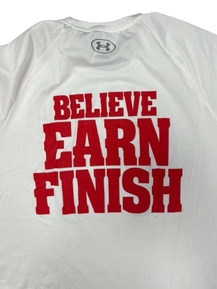Tyler Wahl Wisconsin Basketball Player Exclusive "BELIEVE EARN FINISH" Workout Shirt (Size XL)