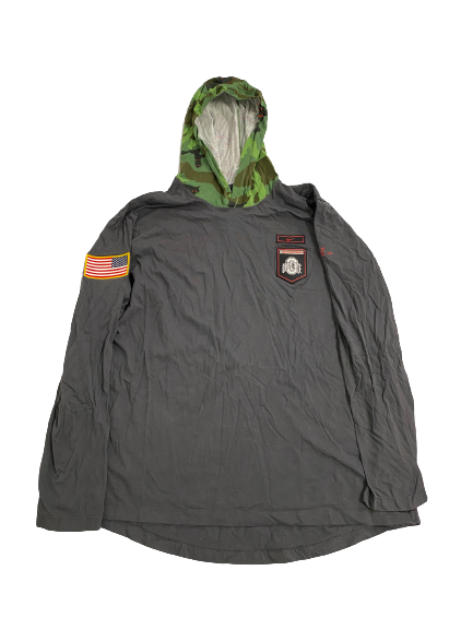 Ohio State Football Team Issued Performance Hoodie with American Flag & Camo Hoodie (Size XL)