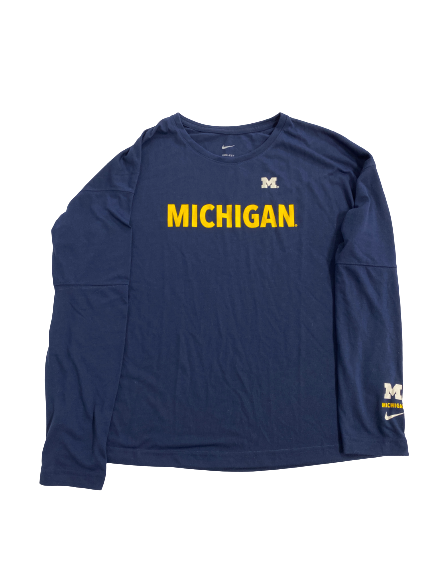 Emily Kiser Michigan Basketball Team-Issued Long Sleeve Shirt (Size Women&