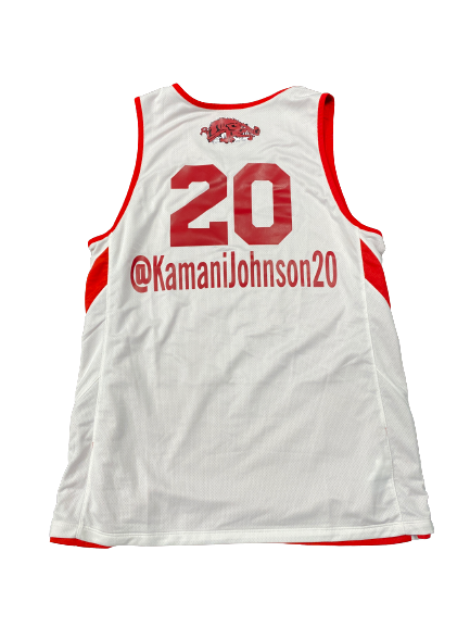 Kamani Johnson Arkansas Basketball Player-Exclusive RED-WHITE GAME WORN Jersey (Size L)