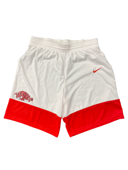 Kamani Johnson Arkansas Basketball Player-Exclusive RED-WHITE SCRIMMAGE GAME Shorts (Size L)