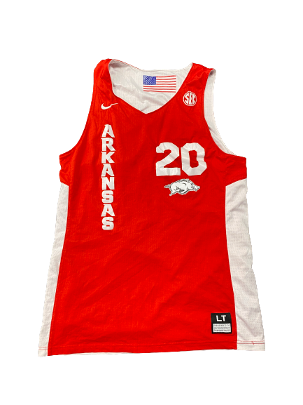 Kamani Johnson Arkansas Basketball Player-Exclusive RED-WHITE GAME WORN Jersey (Size LT)
