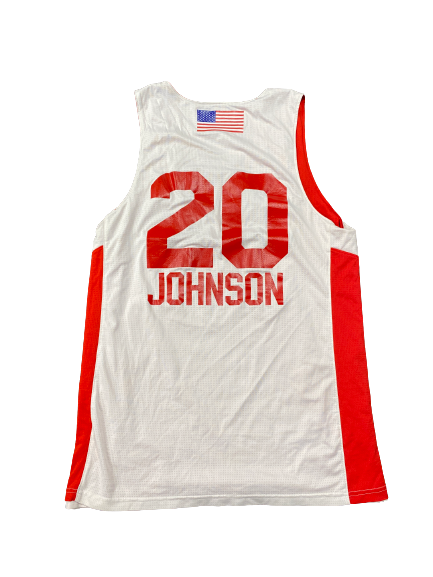 Kamani Johnson Arkansas Basketball Player-Exclusive RED-WHITE GAME WORN Jersey (Size LT)