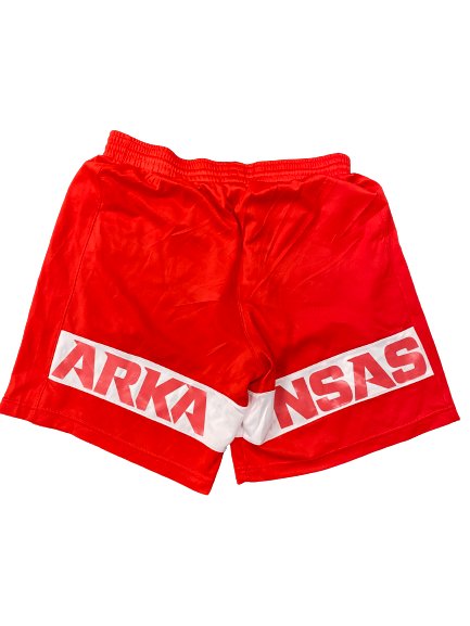 Kamani Johnson Arkansas Basketball Player-Exclusive RED-WHITE SCRIMMAGE GAME WORN Shorts (Size XL)