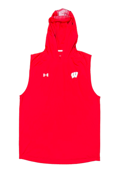Tyler Wahl Wisconsin Basketball Player Exclusive Sleeveless Workout Performance Hoodie (Size LT)